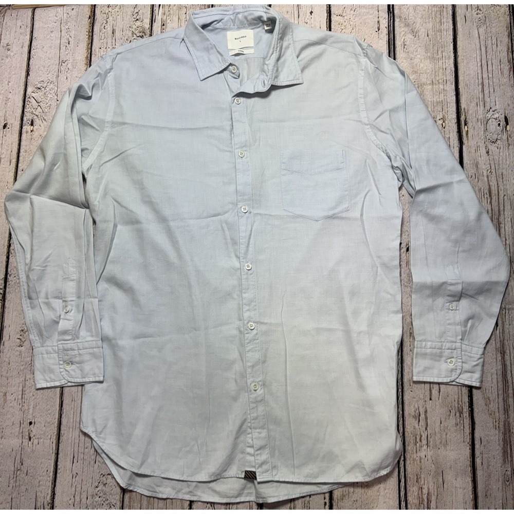 Billy Reid Shirt Mens Large Light Blue Button Down Long Sleeve Cashmere Cotton - Picture 2 of 6
